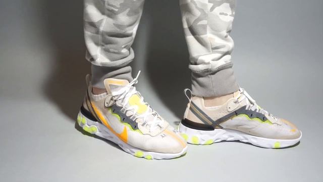 Nike React Element 87 Light Orewood AQ1090-101 on feet смотреть онлайн
