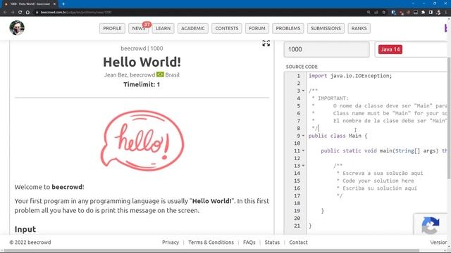 Beecrowd 1000 (Hello World!) Problem Solution in Java | URI Online Judge смотреть онлайн
