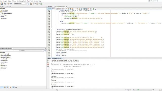 GussingGame by java testing by compiler NetBeans смотреть онлайн