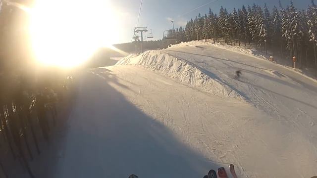 Ski tracks in the snow смотреть онлайн
