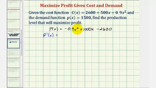 Ex: Given the Cost and Demand Functions, Maximize Profit смотреть онлайн