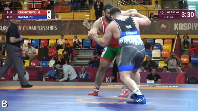 1/4 GR - 130 kg: G. CHUGOSHVILI (BLR) v. R. KAYAALP (TUR) смотреть онлайн