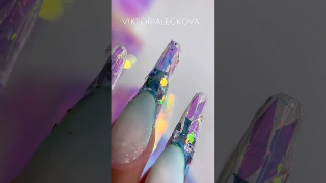 Аквариумный френч.Голубой выкладной френч с блёстками. смотреть онлайн