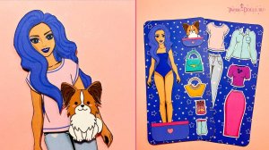 Бумажная кукла с одеждой для вырезания и питомцем