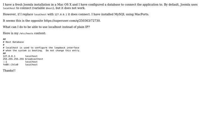 Joomla cannot connect to MySQL using localhost смотреть онлайн