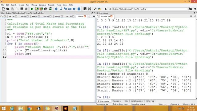 File Handling in Python Part 4 : Calculate the Total Marks and Percentage obtained by a student? смотреть онлайн