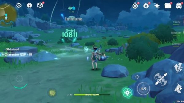 Venti hunting hydro slime on mobile