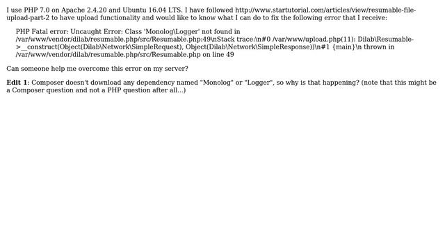 Uncaught Error: Class 'MonologLogger' not found смотреть онлайн