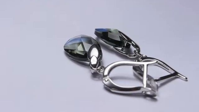 Серьги «Хрустальные капли» с серыми кристаллами Сваровски смотреть онлайн