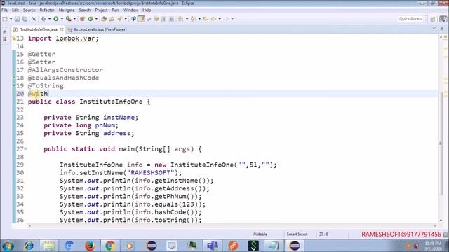 RAMESHSOFT||LOMBOK PROJECT||@EQUALSANDHASHCODE ,@TOSTRING AND @BUILDER смотреть онлайн