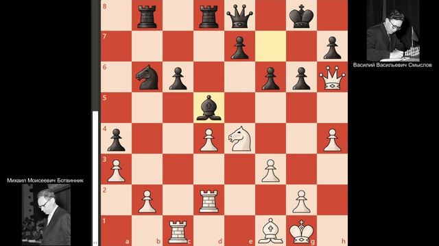 6-я партия Ботвинник - Смыслов, матч-реванш на первенство мира 1958 года, Москва. (1-0) смотреть онлайн