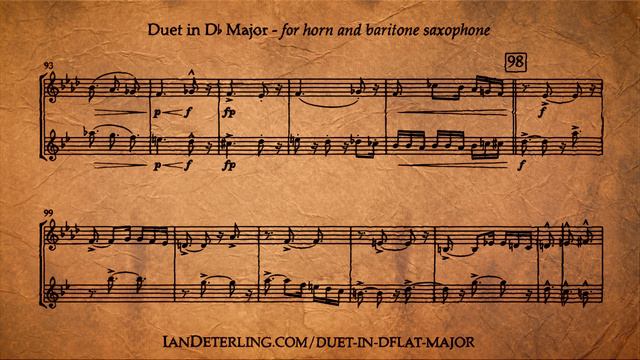 Duet for Horn and Baritone Saxophone in D-Flat Major (Score Video) смотреть онлайн