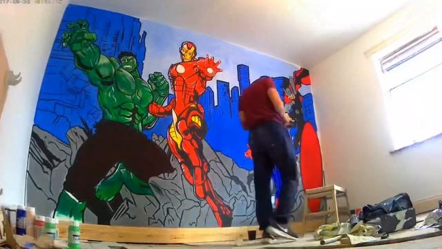 AVENGERS WALL ART! (Kids Bedroom Mural) MUST WATCH смотреть онлайн