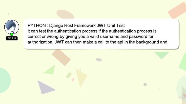 PYTHON : Django Rest Framework JWT Unit Test смотреть онлайн