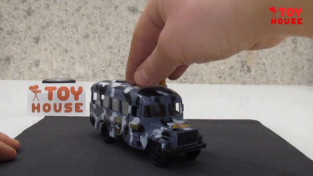Автобус КАВЗ 3976 ОМОН с звуковыми эффектами модель масштаба 1/43 от ТЕХНОПАРКА