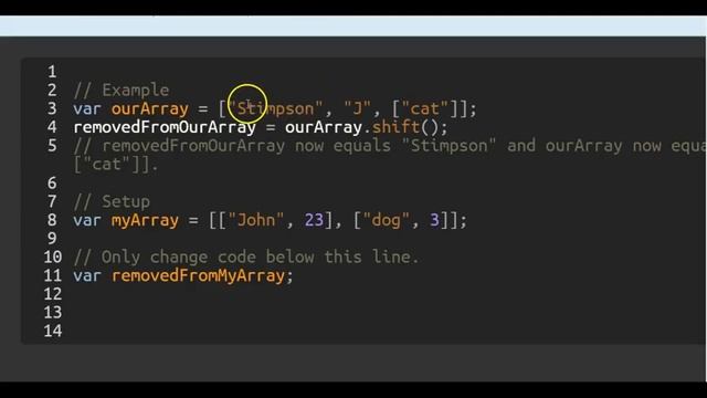 Manipulate Arrays With Shift, freeCodeCamp Basic Javascript смотреть онлайн