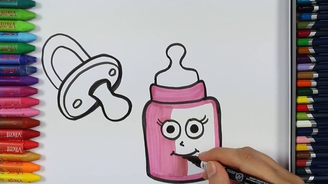 Как нарисовать детскую бутылку ? | Раскрашивание бутылочки | Раскраски | Как окрашивать для детей смотреть онлайн
