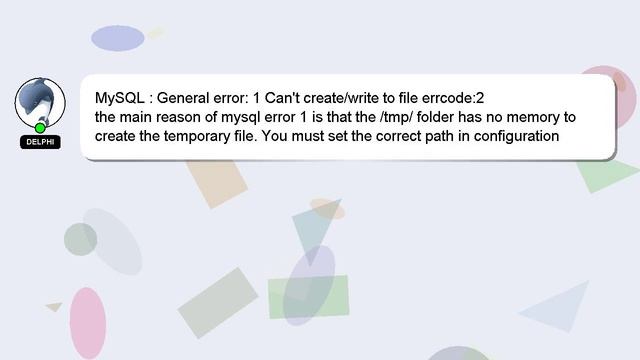 MySQL : General error: 1 Can't create/write to file errcode:2 смотреть онлайн