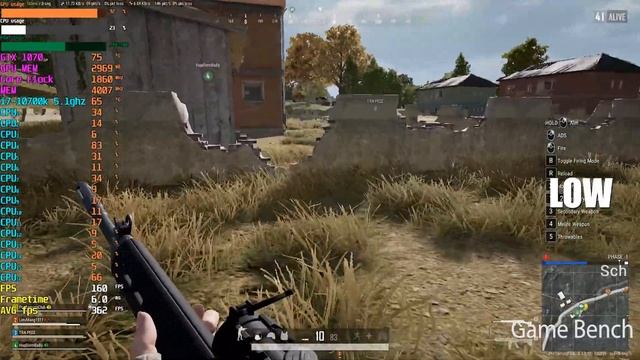 PUBG : GTX 1070 VERY LOW - ULTRA detailed Benchmark смотреть онлайн