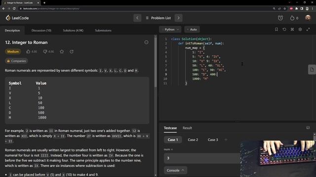 ASMR Leetcode #12 : Integer to Roman Python solution смотреть онлайн