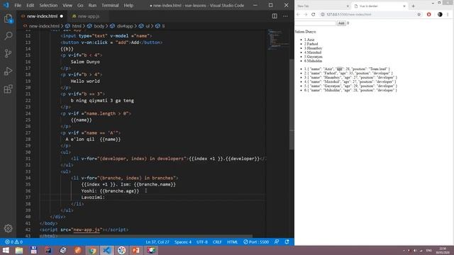 9-Vue Js darslari Sikl operatori v-for смотреть онлайн