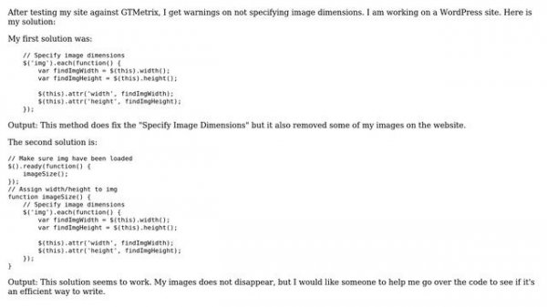 Code Review: Assigning width and height to specify image dimension using jQuery