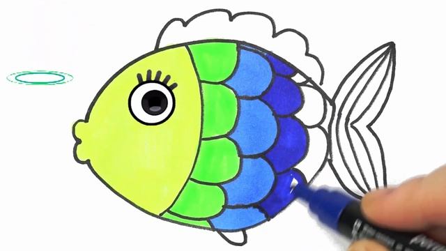 Drawing a fish for children|Bolalar uchun baliq chizish|Рисование рыбки для детей и малышей смотреть онлайн