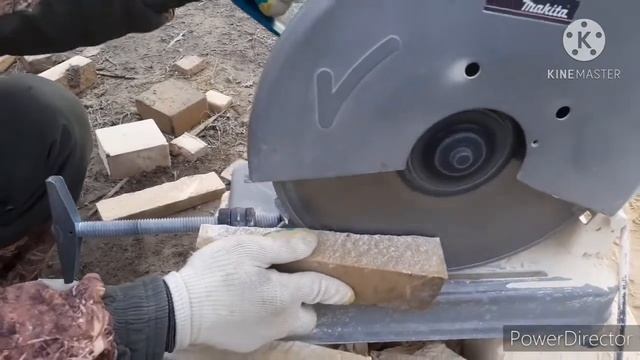 Ингушетия,Красивый и прямой способ резки аблисофки кирпичного франтона алмазным диском