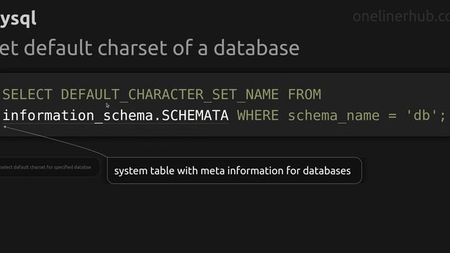 Get default charset of a database смотреть онлайн