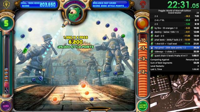 Peggle World Of Warcraft Edition Any% GM Speedrun: 44m 46s PB