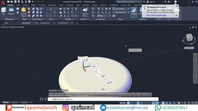 Name Keychain 3D Modeling using AutoCAD 2021 - QasimCAD смотреть онлайн