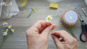 Ромашка полевая аптечная из гофрированной бумаги