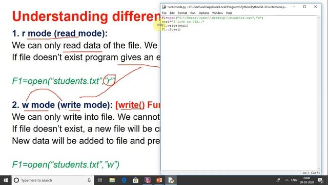 Different Modes(r/w/a/r+/w+/a+) in File Handling смотреть онлайн