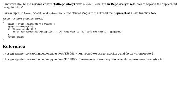 Magento: In Repository, how to replace deprecated load() function? смотреть онлайн