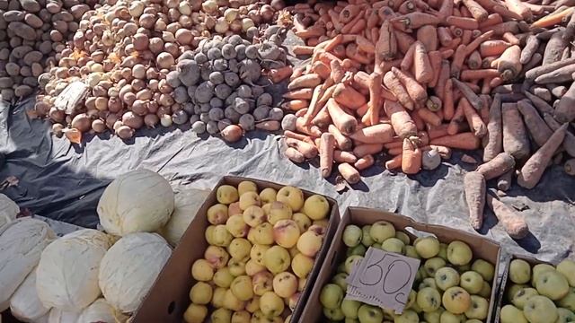 Бишкек Старый толчок продукты питания овощи фурукты. смотреть онлайн