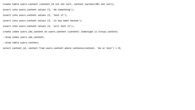 Databases: Is there anyway to search PL/SQL reserved words with contains function? (2 Solutions!!) смотреть онлайн