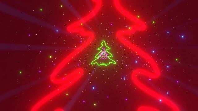 Neon lights Christmas Tree Abstract Wallpaper Background смотреть онлайн
