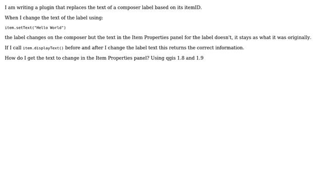GIS: QGIS Updating composer label text via python - problem with Item Properties panel смотреть онлайн