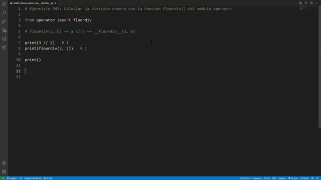 Python - Ejercicio 945: Calcular la División Entera con la Función floordiv() del Módulo Operator смотреть онлайн