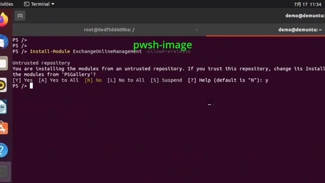 Run PowerShell in Docker container. Use modern auth and connect to Exchange Online from container. смотреть онлайн