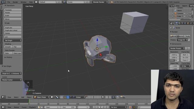 #Blender-15 Origin, 3D Cursor, Select menu | in HINDI смотреть онлайн