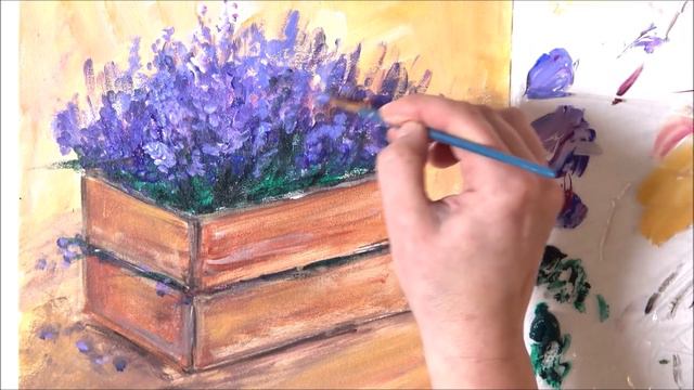 Lavender Painting /Easy for Beginners/ Step by Step/ Tutorial Acrylic flowers/MariArtHome смотреть онлайн