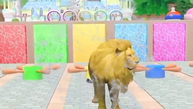Paint Animals Cow Gorilla Duck Lion Chicken Sheep Elephant Tiger Dinosaur Fountain Crossing Animals смотреть онлайн