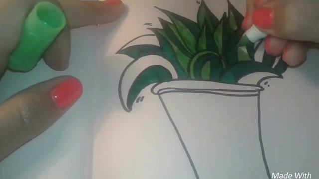 Рисуем цветок "Фикус" в горшке смотреть онлайн