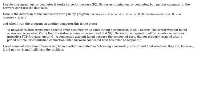 Databases: Unable to connect to SQL server 2008 R2 via computer name смотреть онлайн