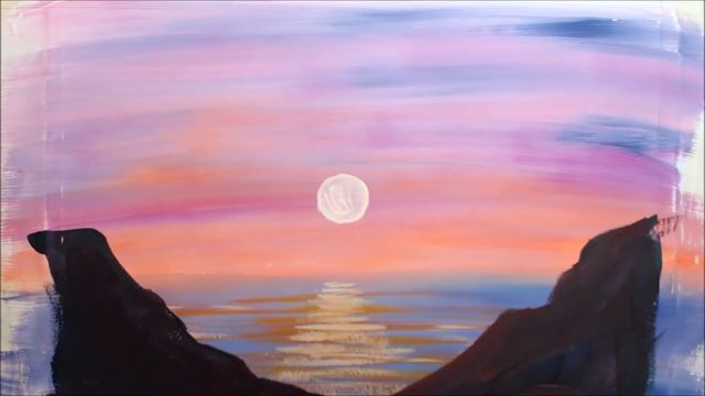 Как нарисовать закат гуашью [Картина за 3 минуты!] смотреть онлайн