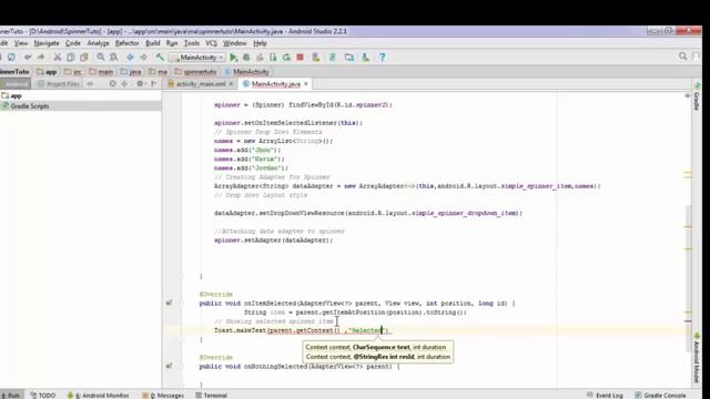 Spinner OnItemSelectedListener Android Studio смотреть онлайн