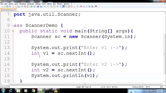 assign value to variable at run time using Scanner class in Java | Lesson - 13 | Java in Hindi смотреть онлайн