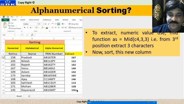 Sorting on Numerical values Embedded within Alphanumerical Column in Ms-Excel смотреть онлайн