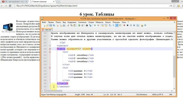 Таблицы html. Как создать и настроить ячейки смотреть онлайн